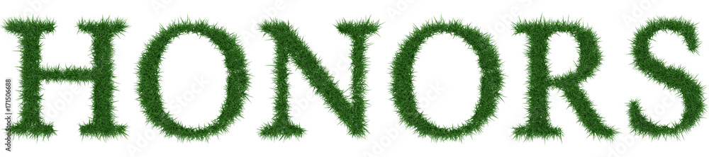 Honors - 3D rendering fresh Grass letters isolated on whhite background. Honors - 3D rendering fresh Grass letters isolated on whhite background.