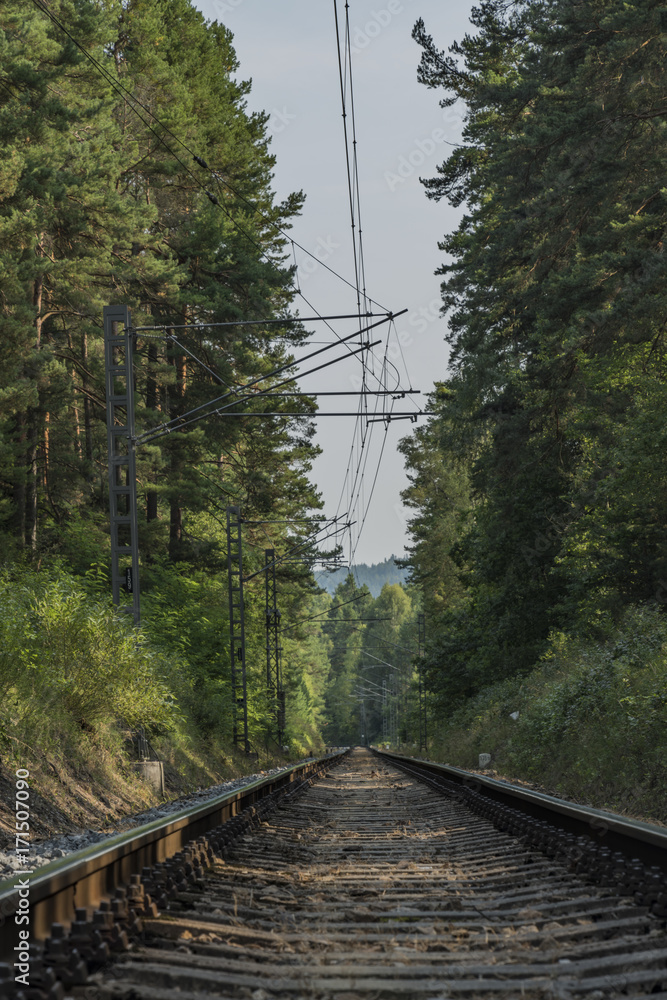 Fototapeta premium Railroad track near Vysne village