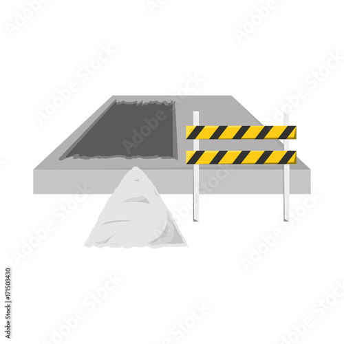 colorful trafic barrier construction sand over white background vector illustration