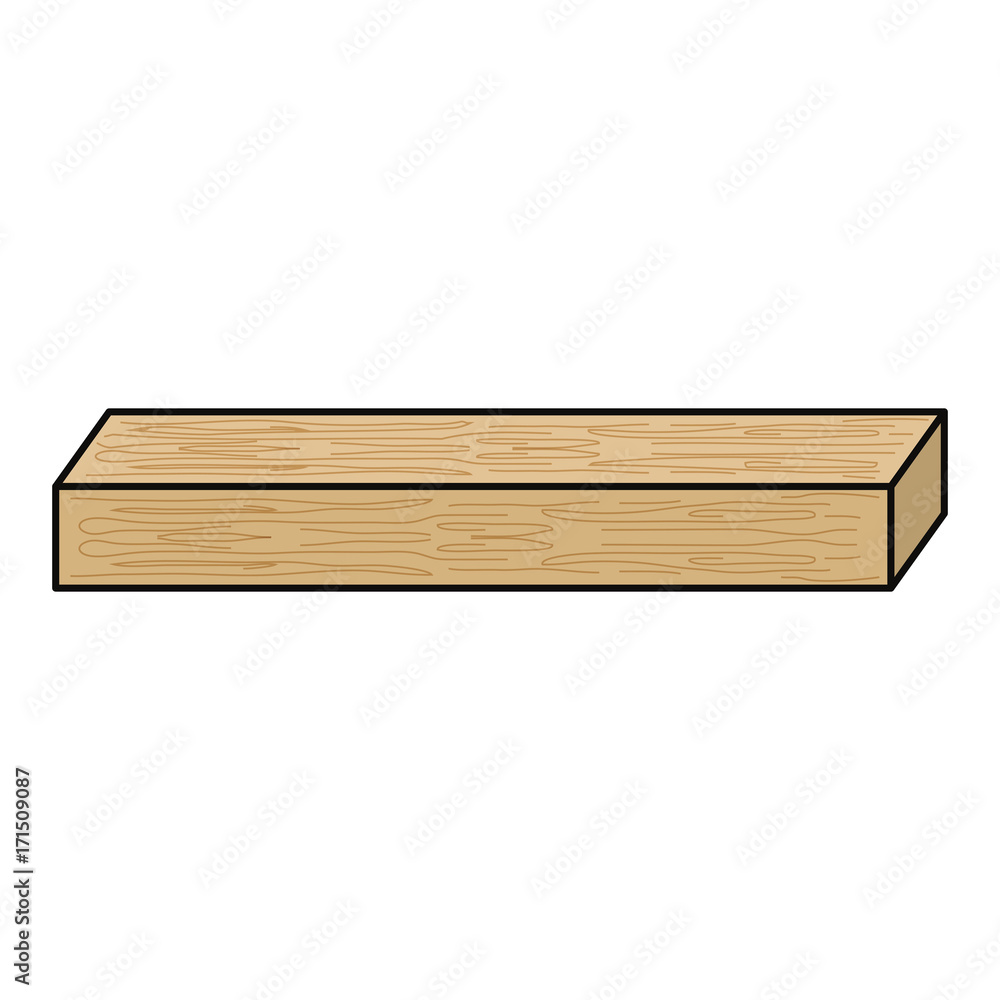 flat line colored wooden beam over white  background vector illustration