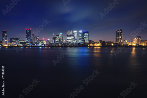 Canary Wharf Viewed from the West at Night