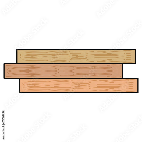 flat line colored wooden beam over white  background vector illustration