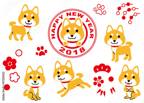 2018戌年　柴犬　イラストセット
