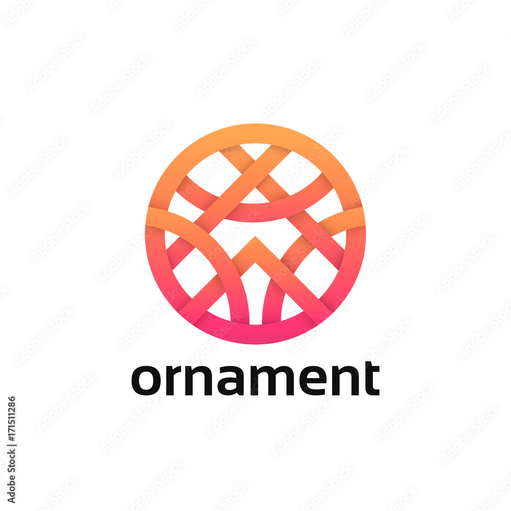 Abstract ornament logo circle sign linear icon.