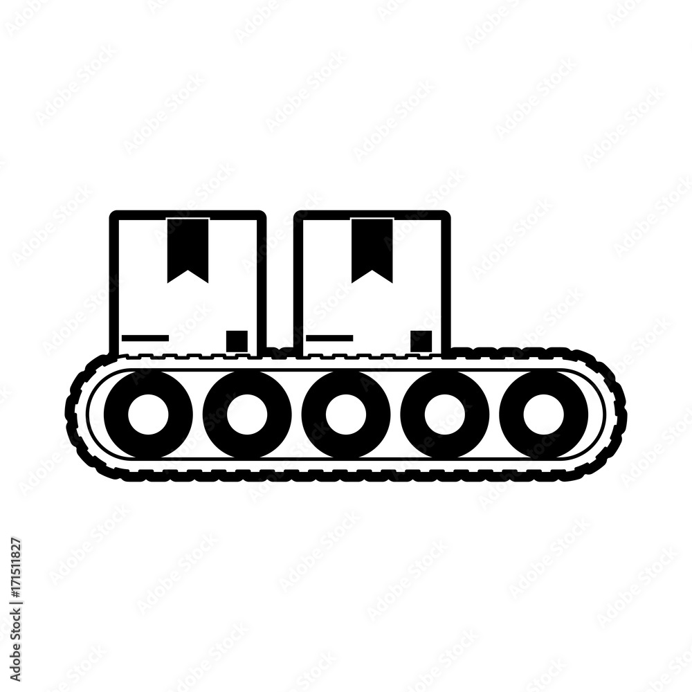 cardboard boxes on factory platform industry icon image vector illustration design black and white cardboard boxes on factory platform industry icon image vector illustration design black and white