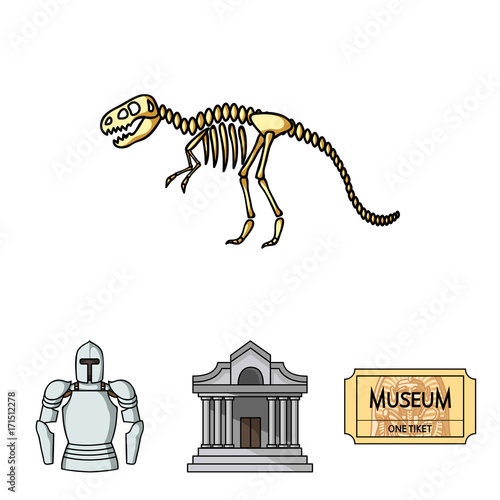 Picture, sarcophagus of the pharaoh, walkie-talkie, crown. Museum set collection icons in cartoon style vector symbol stock illustration web.
