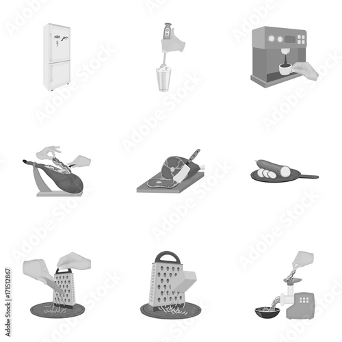 equipment, appliance, kitchen and other web icon in monochrome style. piece, Smoked meat, delicacy icons in set collection. photo