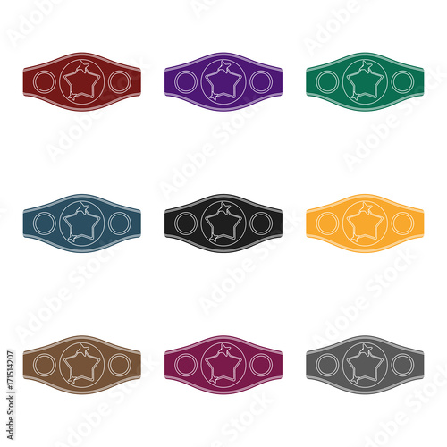Boxing championship belt icon in black style isolated on white background. Boxing symbol stock vector illustration.