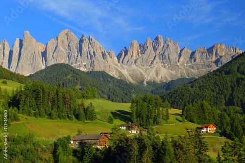 Santa Magdalena village in front of Dolomites Group, Val di Funes, Italy,  © leochen66