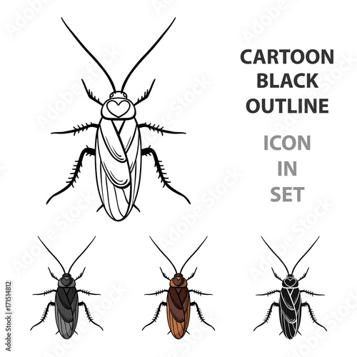 Cockroach icon in cartoon style isolated on white background. Insects symbol stock vector illustration.