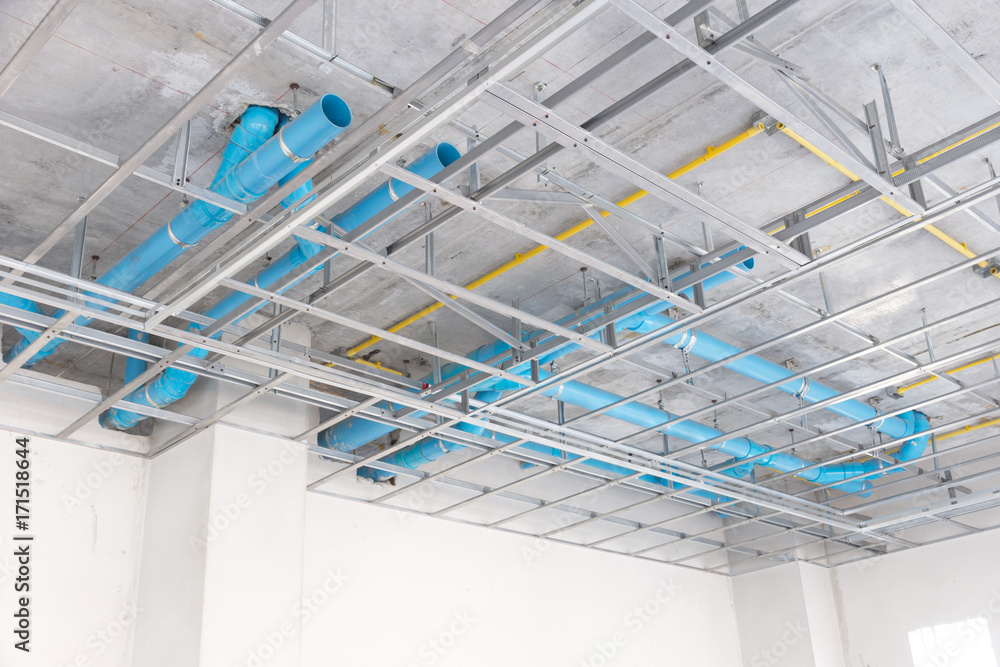 industry water and electricity piping systems in buildings
