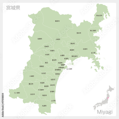 宮城県の地図