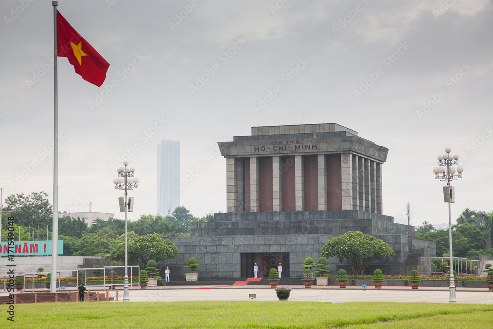 ho Chi Min mausoleum is a large memorial in downtown Hanoi surrounded by Ba  Dinh Square. It houses the embalmed body of former Vietnamese leader  president Ho Chi Minh Stock Photo