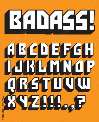 Badass Custom Retro Vector Alphabet
Big bold alphabet of vintage style 1970s letters. Great display typeface for big, bold headlines.