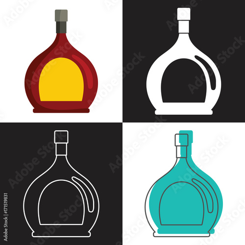 Cognac, whiskey or brandy bottle vector isolated on white background