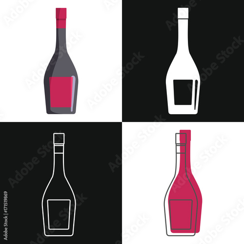 Red wine bottles vector isolated on white background