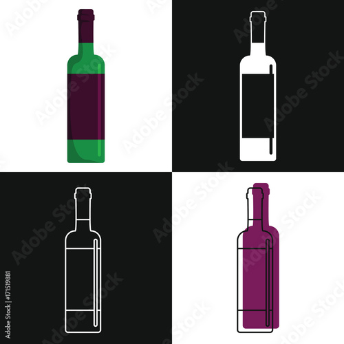 Wine bottles vector isolated on white background