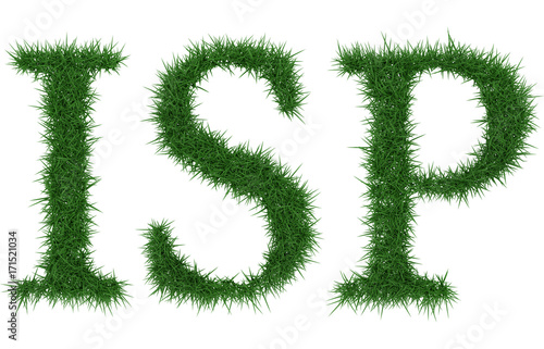 Isp - 3D rendering fresh Grass letters isolated on whhite background.