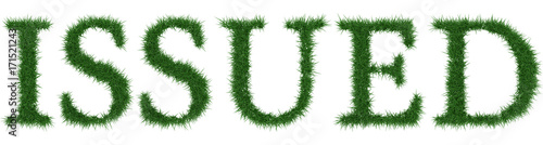 Issued - 3D rendering fresh Grass letters isolated on whhite background.