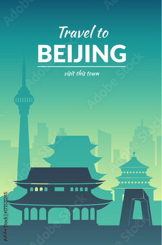 Famous city scape and text.