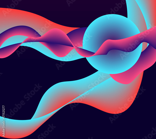 Fluid Colors with Pink Gradient and Blue Circle Abstract Background. Perfect for Cover, Print, Poster and Flyer design.