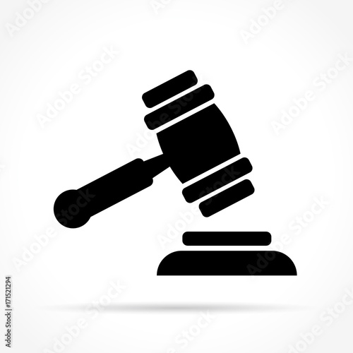 justice hammer icon on white background