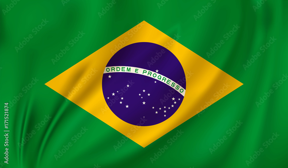 Fototapeta premium 3D Waving Flag of brazil. Vector illustration