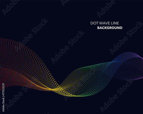 Elegant abstract vector spectrum rainbow gradient wave dot line futuristic style background