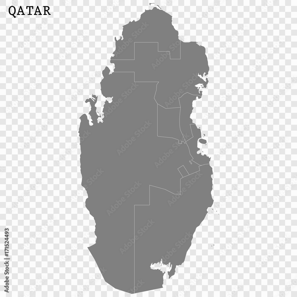 High quality map of Qatar with borders of the regions
