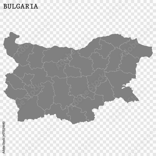 High quality map of Bulgaria with borders of the regions