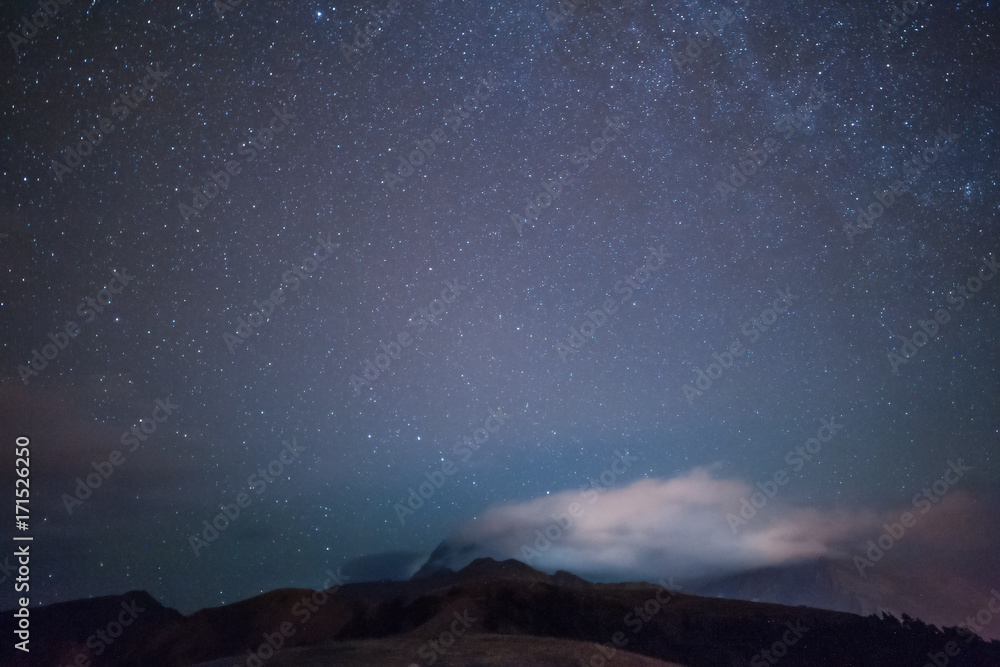 Stars in night mountains
