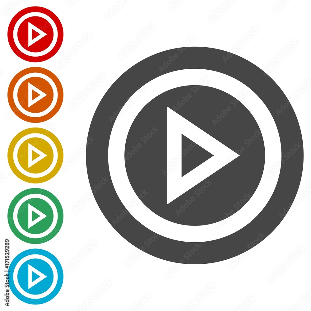 Fototapeta premium Flat design play video icons set vector illustration 
