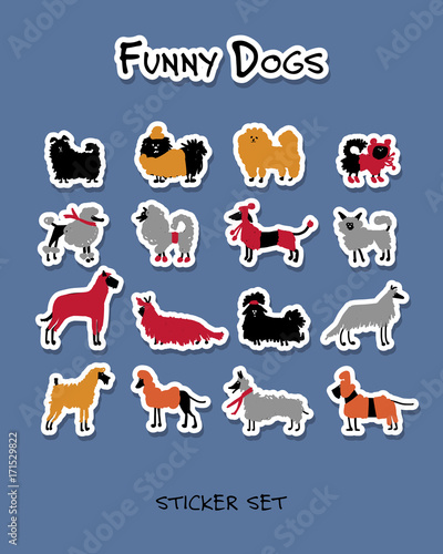 Funny dogs, stickers collection for your design