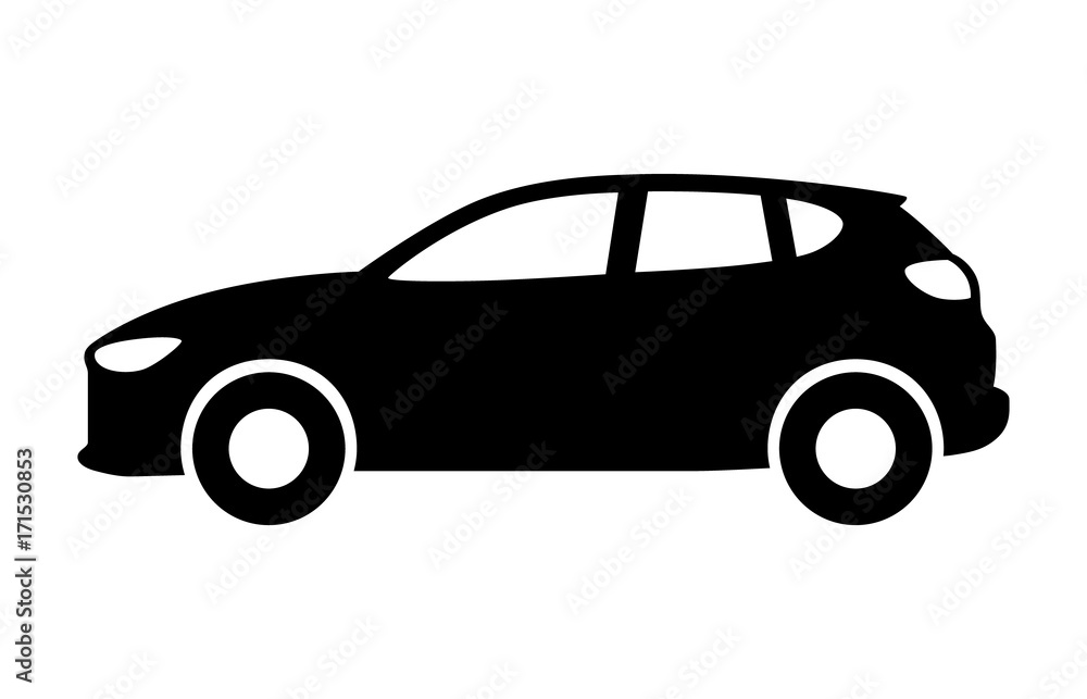 Compact crossover hatchback vehicle or suv side view flat vector icon for transportation apps and websites 