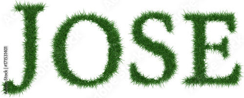 Jose - 3D rendering fresh Grass letters isolated on whhite background.