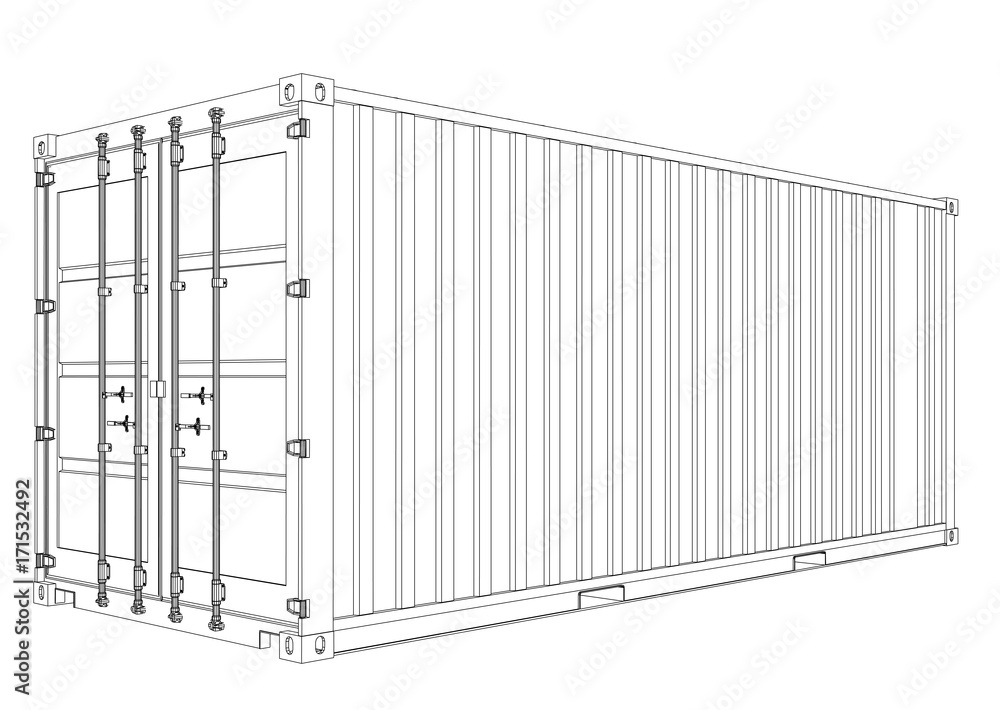 Fototapeta premium Cargo container. Wire-frame style