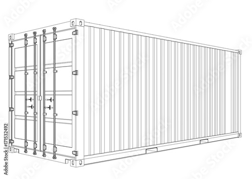 Cargo container. Wire-frame style