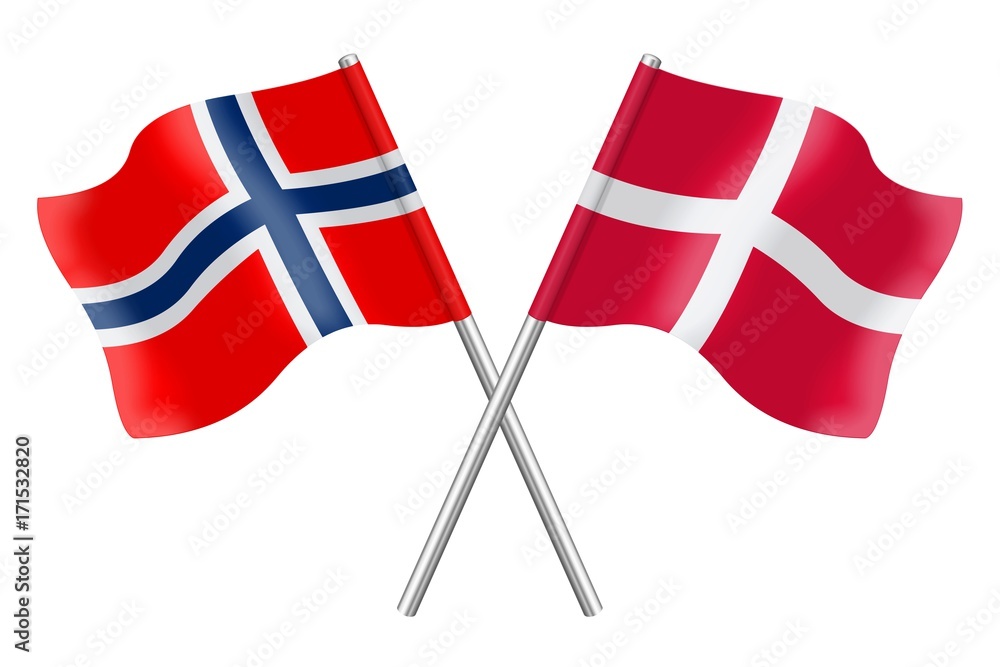 Flags. Norway and Denmark
