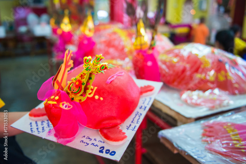 Red turtle cake are used offerings to offer ancestors in Por Tor Festival of Phuket