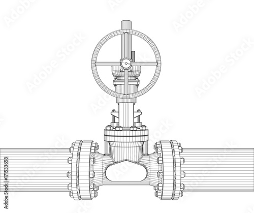 Industrial valve. Vector rendering of 3d