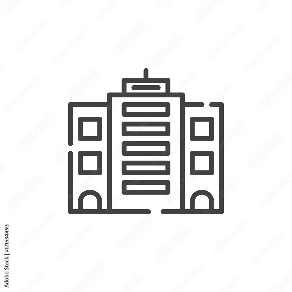 Building line icon, outline vector sign, linear style pictogram isolated on white. Symbol, logo illustration. Editable stroke Building line icon, outline vector sign, linear style pictogram isolated on white. Symbol, logo illustration. Editable stroke