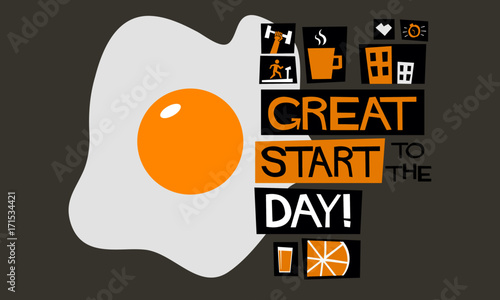 Great Start To The Day (Vector Illustration in Flat Style Poster Design)