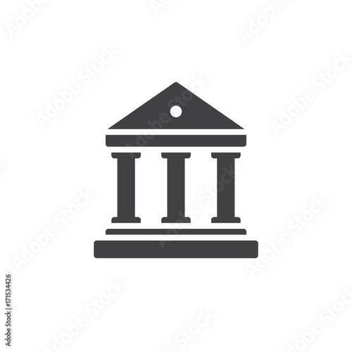 Museum building icon vector, filled flat sign, solid pictogram isolated on white. Symbol, logo illustration.