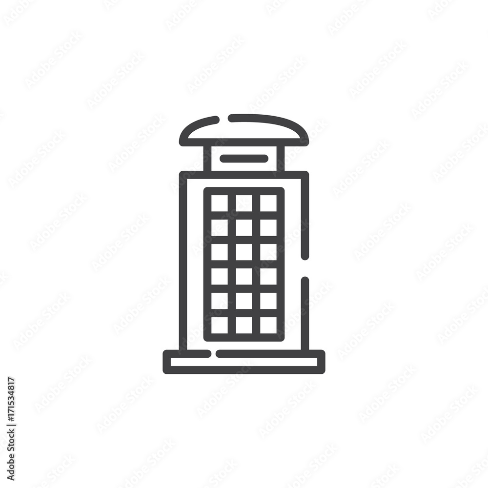 Phone booth line icon, outline vector sign, linear style pictogram isolated on white. Symbol, logo illustration. Editable stroke Phone booth line icon, outline vector sign, linear style pictogram isolated on white. Symbol, logo illustration. Editable stroke