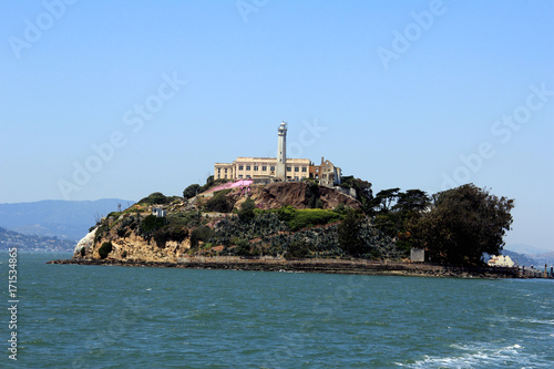 Panorama of Alcatraz Island with famous prison building, San Francisco, USA