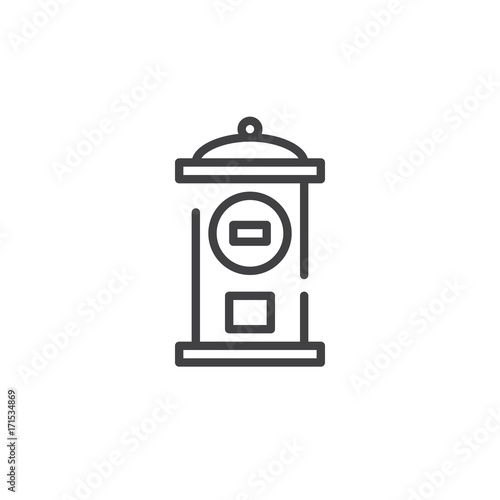 Mail box line icon, outline vector sign, linear style pictogram isolated on white. Symbol, logo illustration. Editable stroke