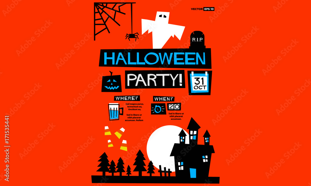 Happy Halloween (Flat Style Vector Illustration Quote Poster Design)