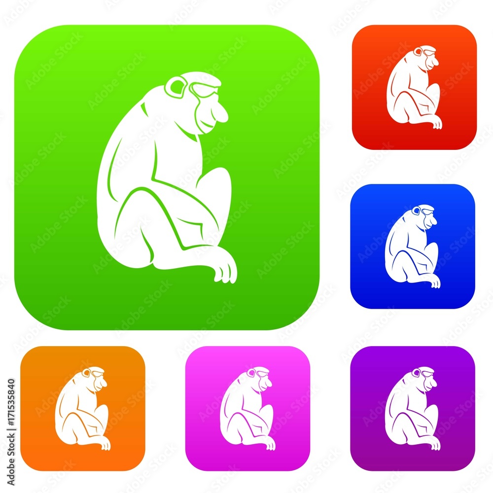 Obraz premium Orangutan set color collection