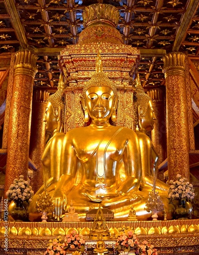 Golden four Buddha image in main hall of Wat Phumin or Phu min Temple at Nan province, NorthThailand