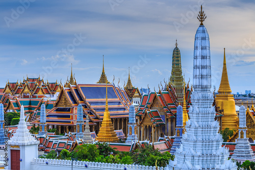 Wat Phra Kaew or Wat Phra Si Rattana Satsadaram, Temple of the Emerald Buddha and Grand Palace, Beautiful Landmark of Bangkok City, Bangkok, Thailand.